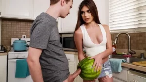 Step-sister Caught Her Brother with a Watermelon - MyPornerLeak