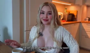 A girl with big tits is ready to suck after coffee - MyPornerLeak