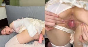 Elfie Cutie Penetrated By Pink Dildo On Sofa - MyPornerLeak