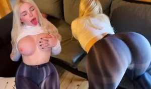 Busty blonde in tights hints at hot fun - MyPornerLeak