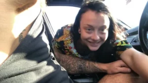 Goth Alessa_Savage Gives Messy BJ In The Car - MyPornerLeak