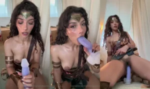 Wonder Woman Jasminx Takes Her Purple Dildo Deep - MyPornerLeak
