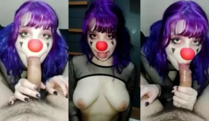 HunieBunnyPop Slurps A Cock As A Clown - MyPornerLeak Leak